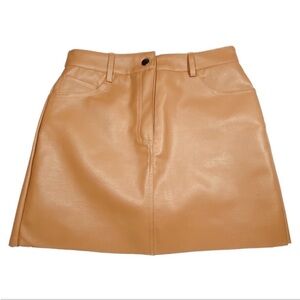 Forever 21 Short Camel Colored Faux Leather Skirt Size M